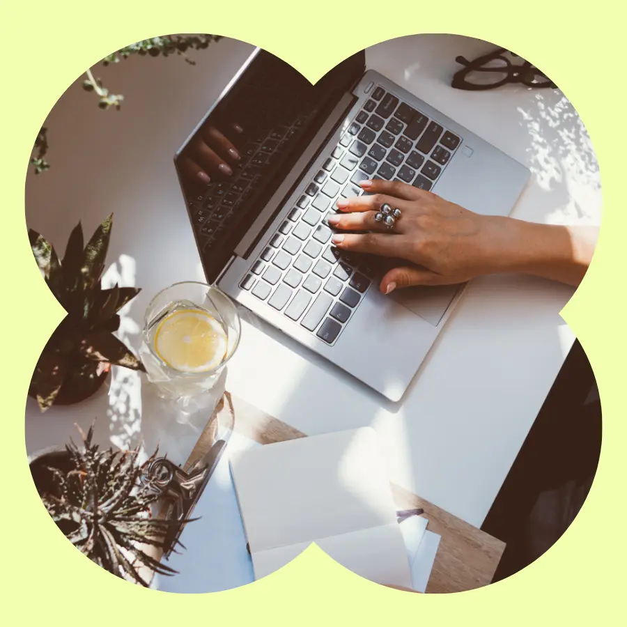 A girl working on her laptop