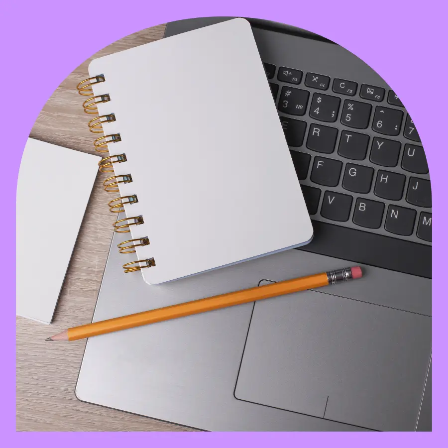 Laptop and a notepad